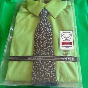 Bill Robinson Green Dress Shirt with Tie